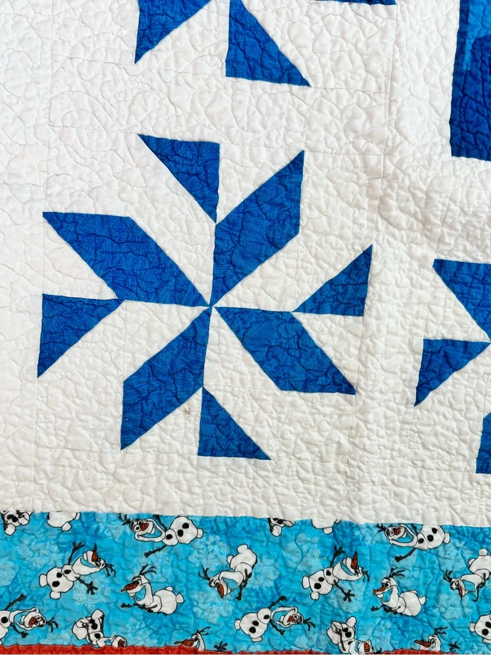 Handmade Disney Frozen Olaf Snowflake Quilt Throw Blanket 52x63